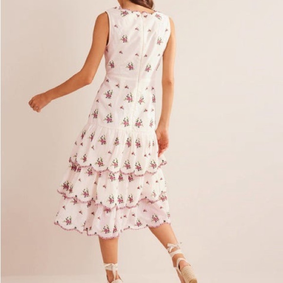 NWT Boden Embroidered Tiered Midi Dress - Picture 4 of 12
